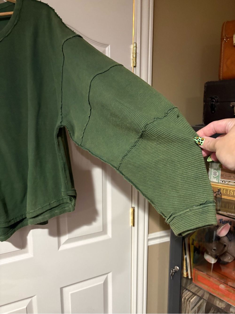 We The Free - Olive Green Crewneck Ribbed Sweater - Picture 4 of 4
